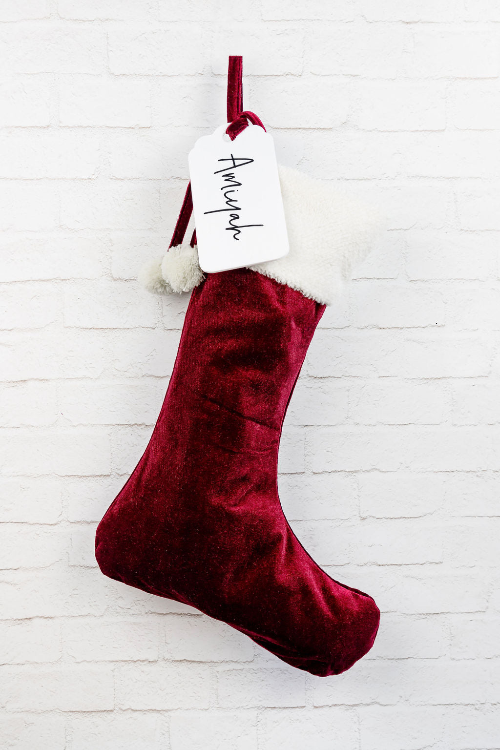 Velvet Christmas Santa Stockings with Tag - PLD