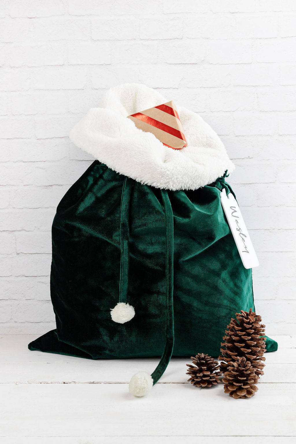 Velvet Santa Sack with Tag - PLD