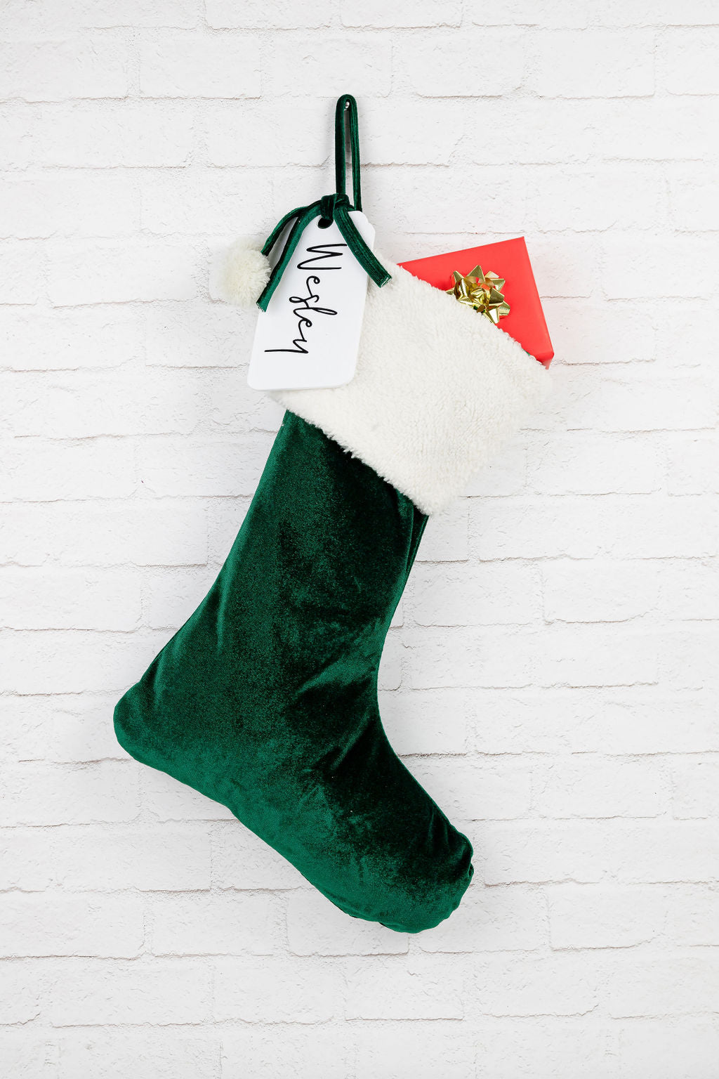 Velvet Christmas Santa Stockings with Tag - PLD