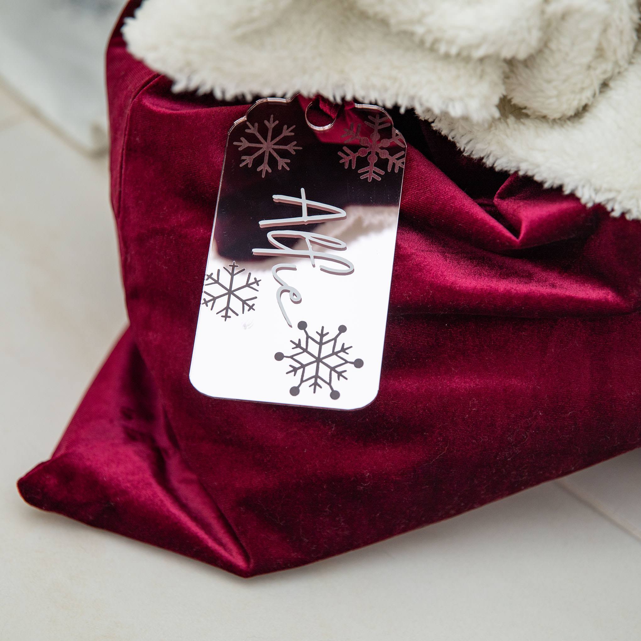 Velvet Santa Sack with Tag - PLD
