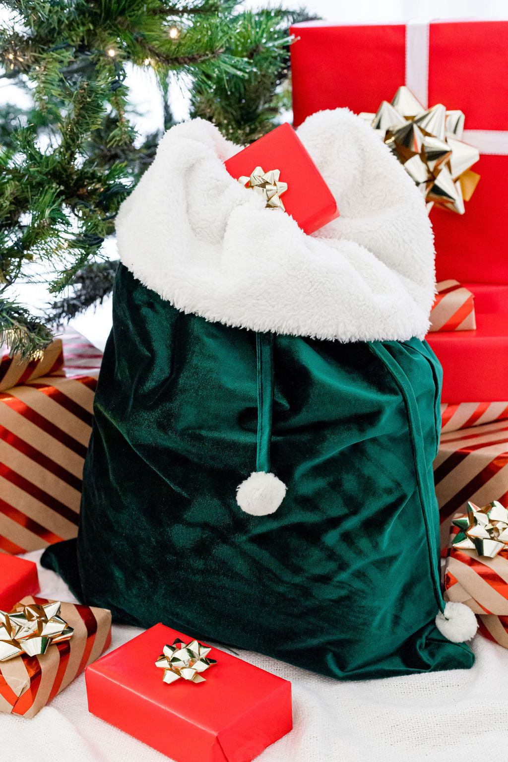 Velvet Santa Sack with Tag - PLD