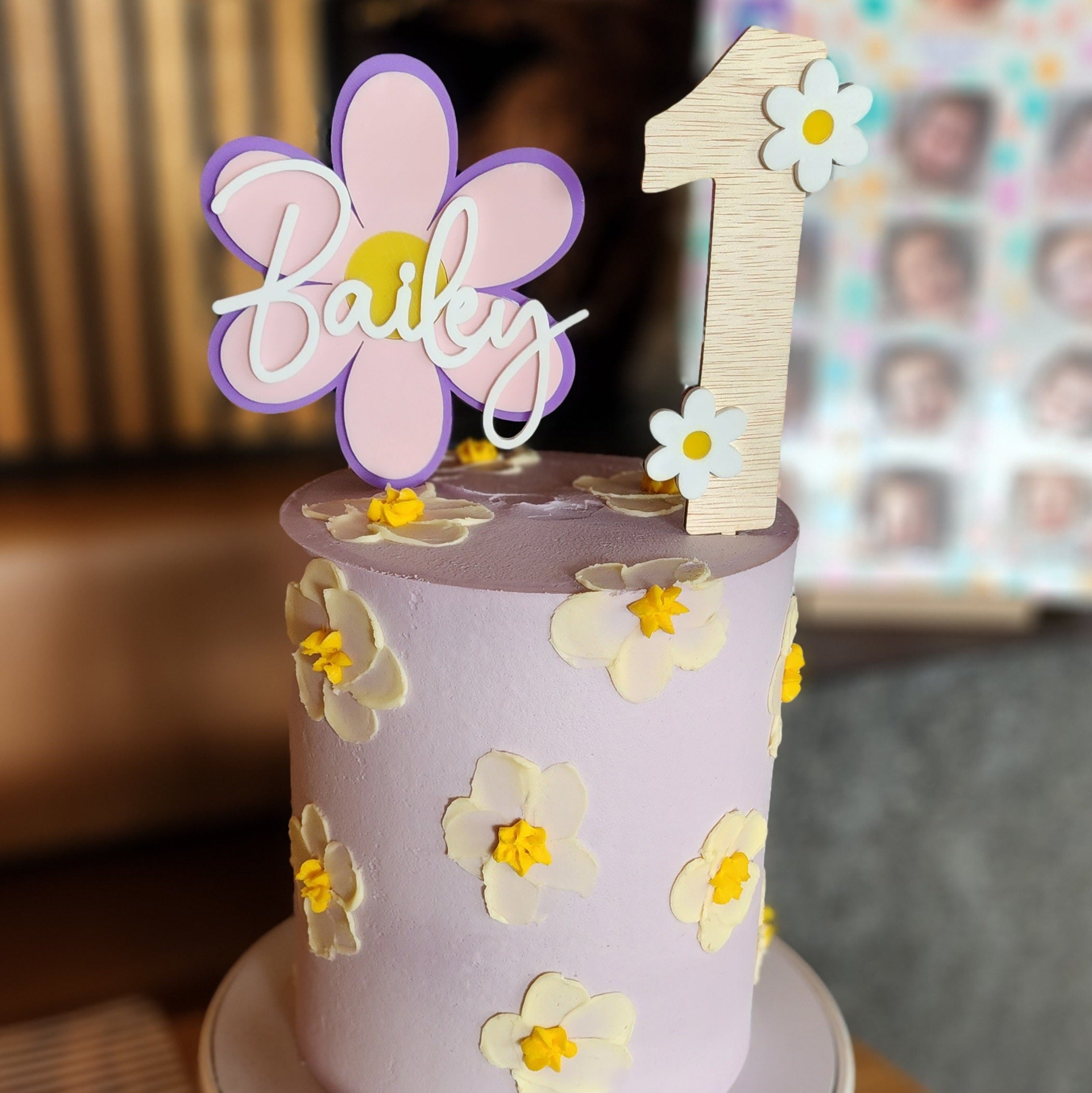 Number Cake Topper with Flowers