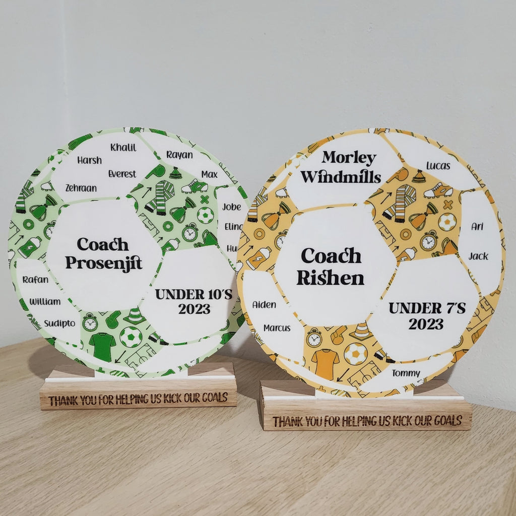 End of Year Coach Gift - Soccer Plaque