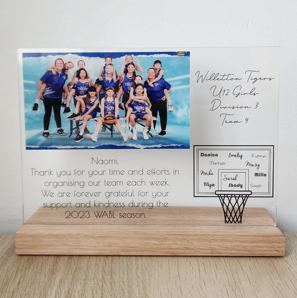 End of Year Coach Gift - Basketball Photo Plaque