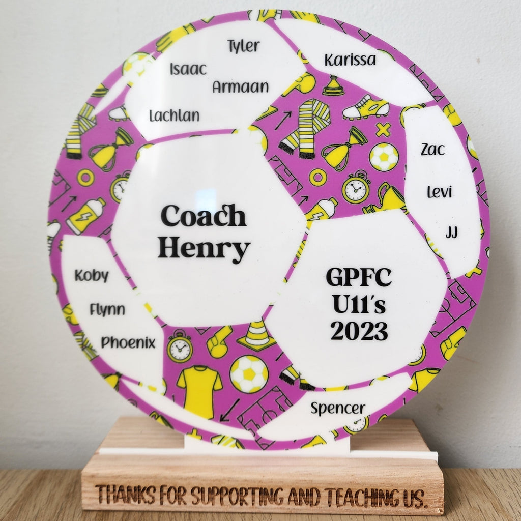 End of Year Coach Gift - Soccer Plaque