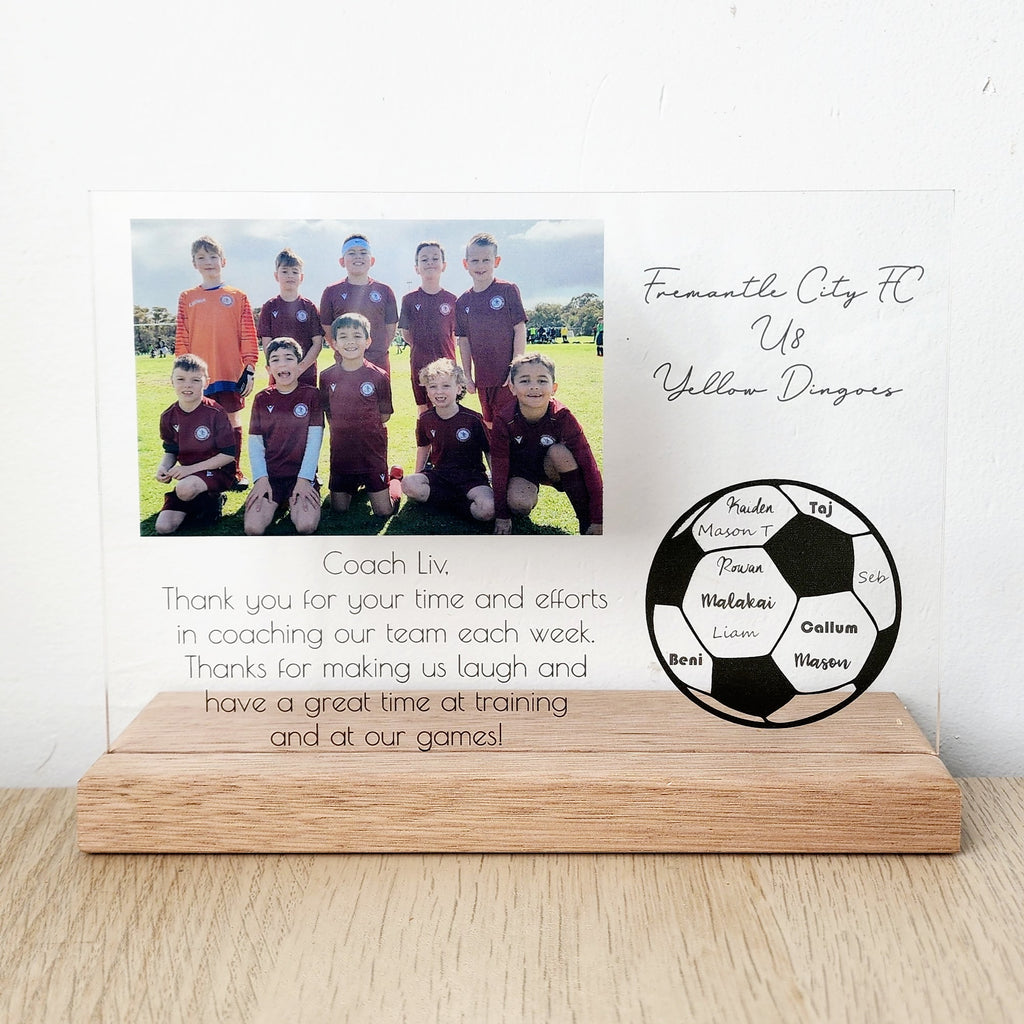 End of Year Coach Gift - Soccer Photo Plaque