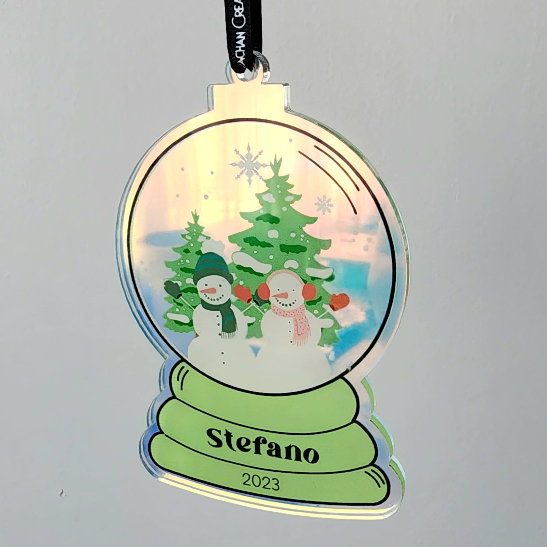 Holographic Snow Globe Christmas Bauble (various designs)