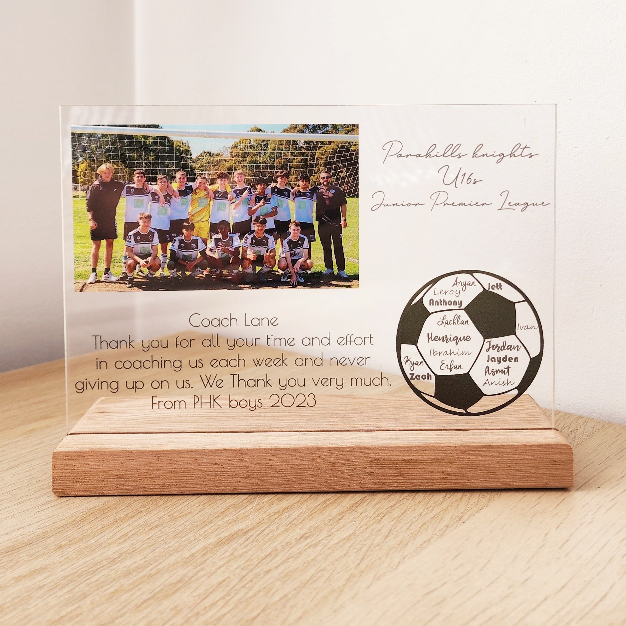 End of Year Coach Gift - Soccer Photo Plaque