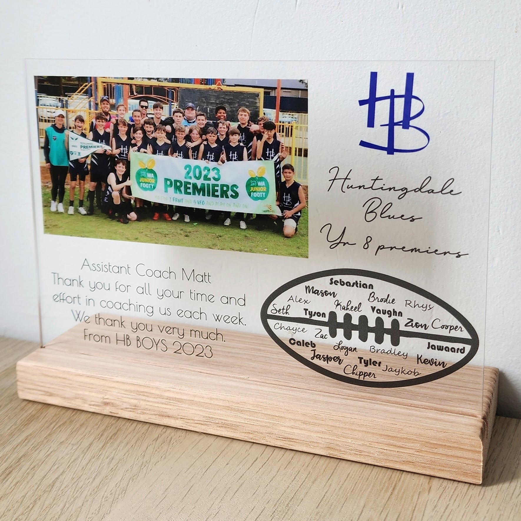 End of Year Coach Gift - Football Photo Plaque