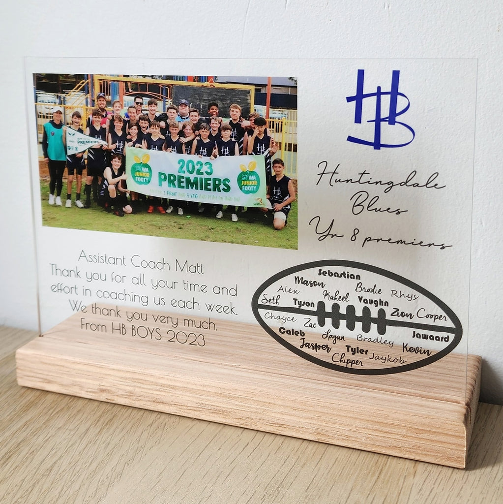 End of Year Coach Gift - Football Photo Plaque