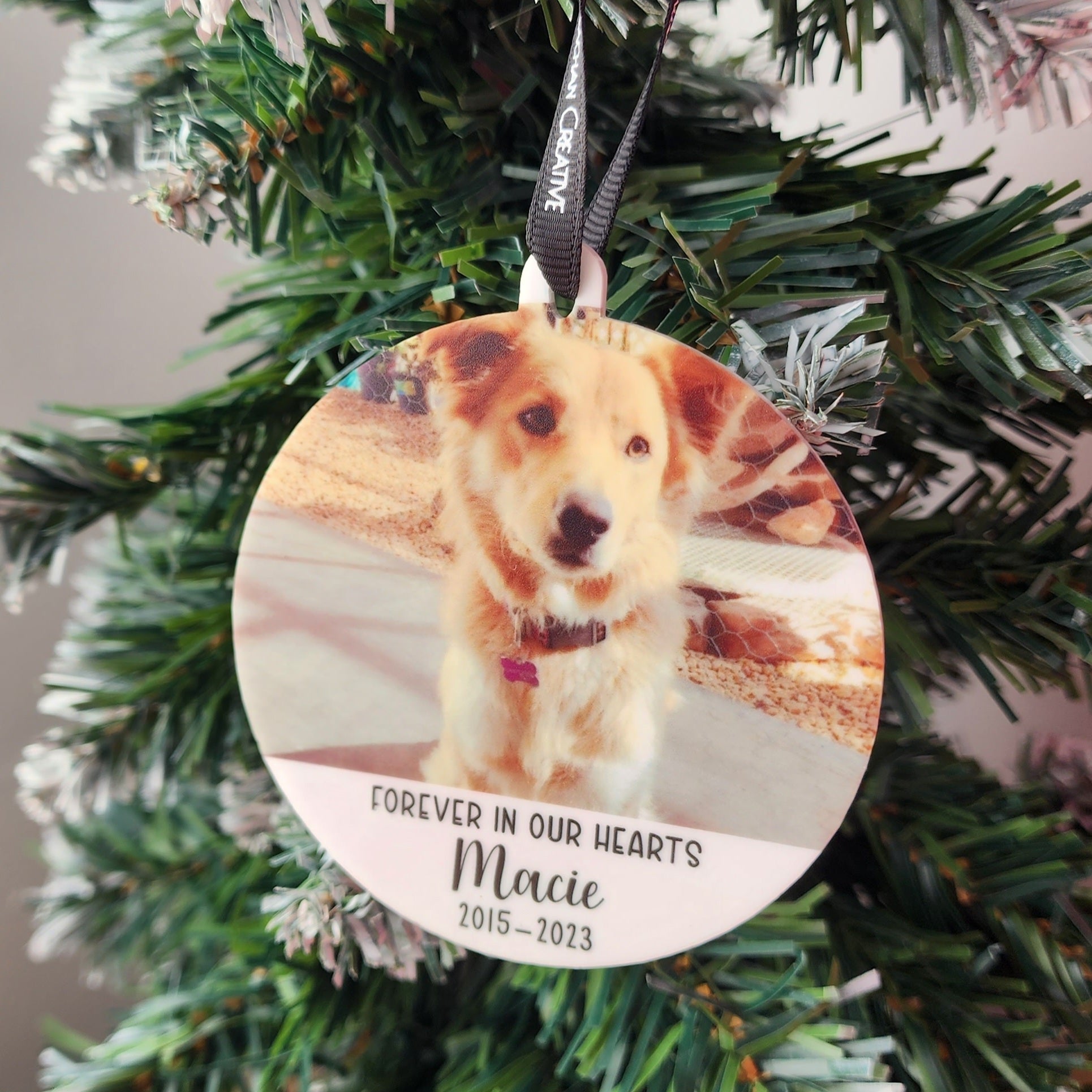 Photo Bauble with text on the front - Printed