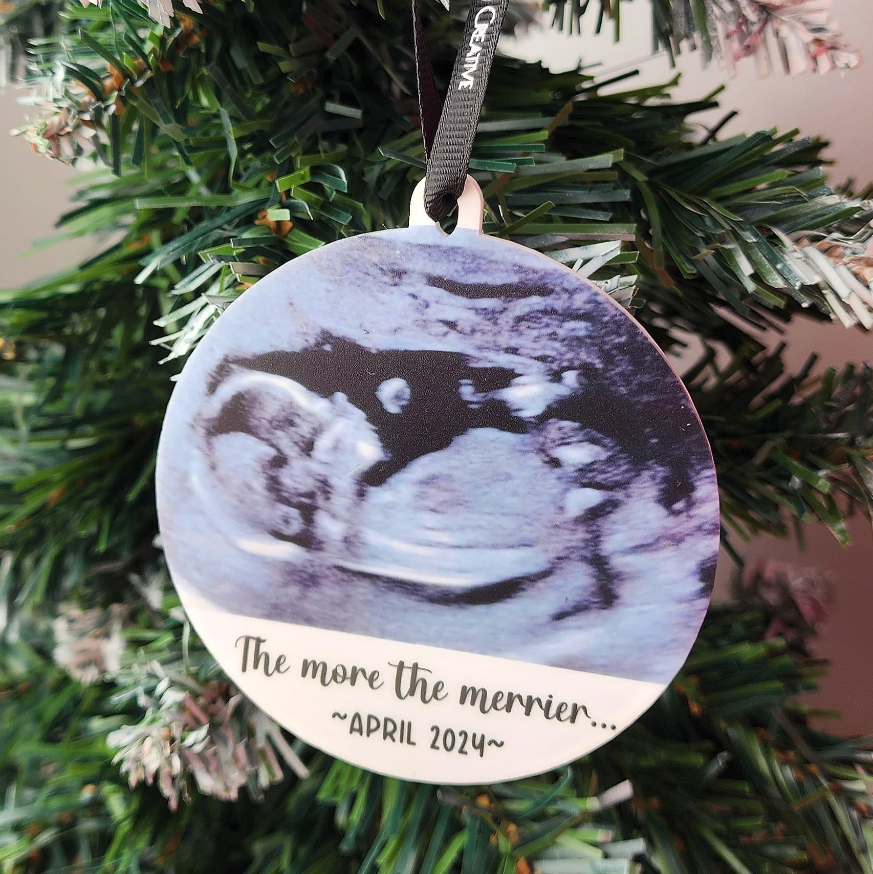 Photo Bauble with text on the front - Printed