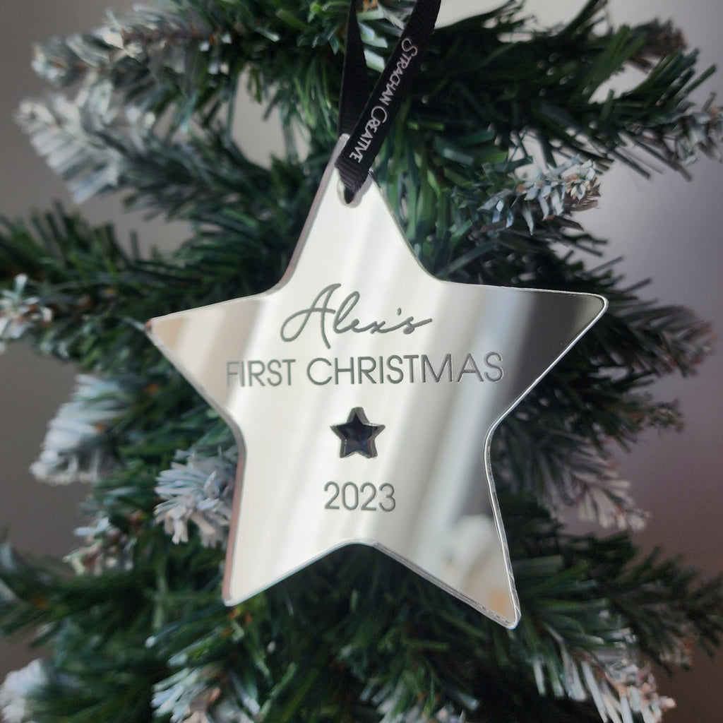 Personalised Star Christmas Decoration (First Christmas)