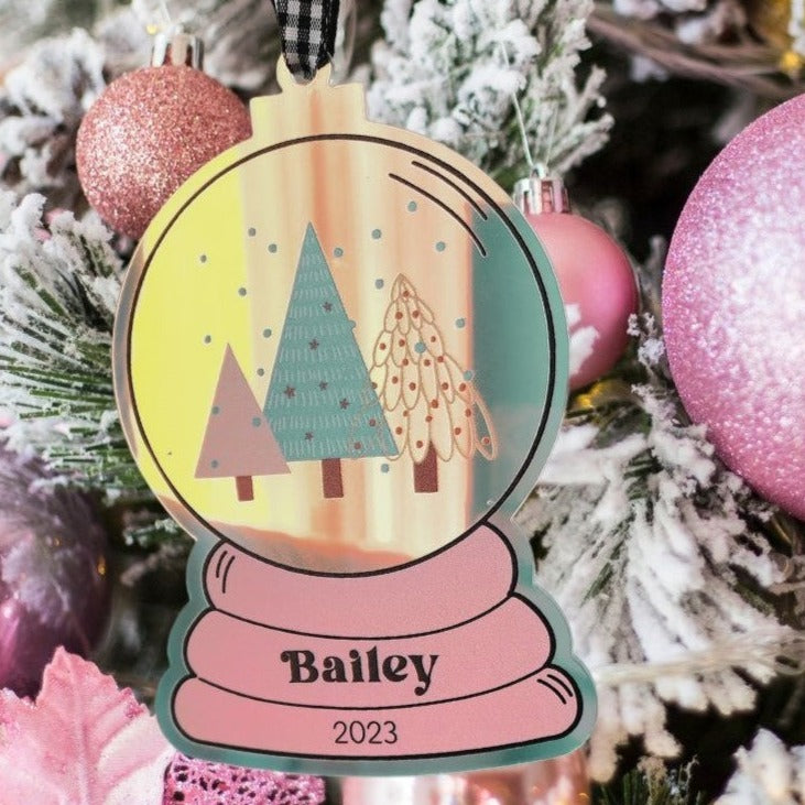 Holographic Snow Globe Christmas Bauble (various designs)