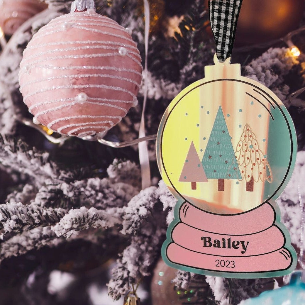 Holographic Snow Globe Christmas Bauble (various designs)