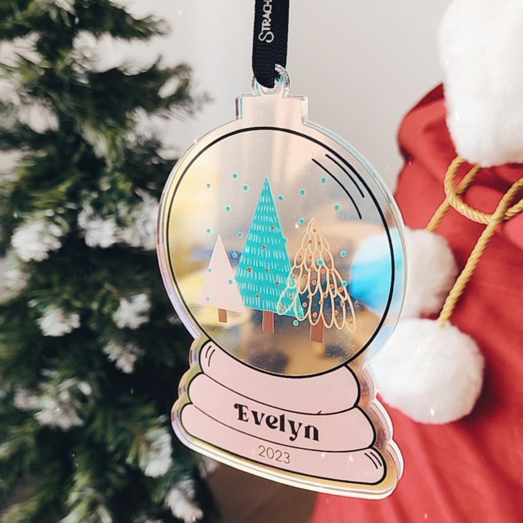 Holographic Snow Globe Christmas Bauble (various designs)