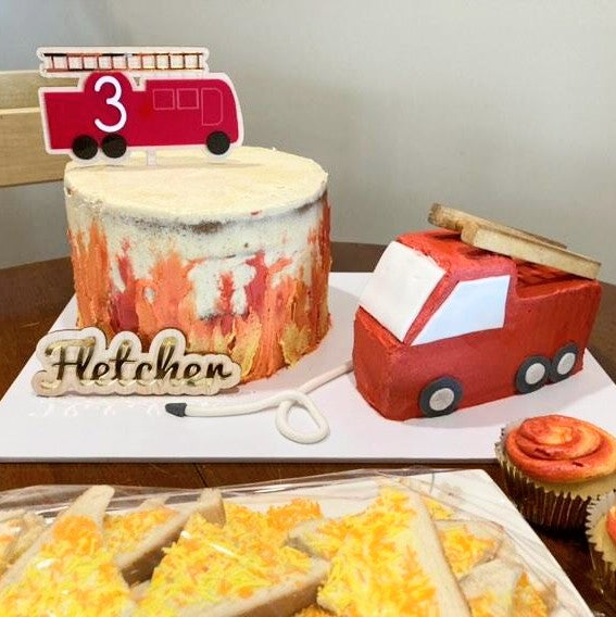 Fire Engine with Gold Ladder Cake Topper