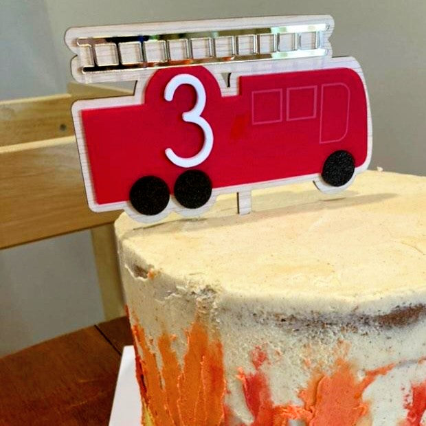 Fire Engine with Gold Ladder Cake Topper