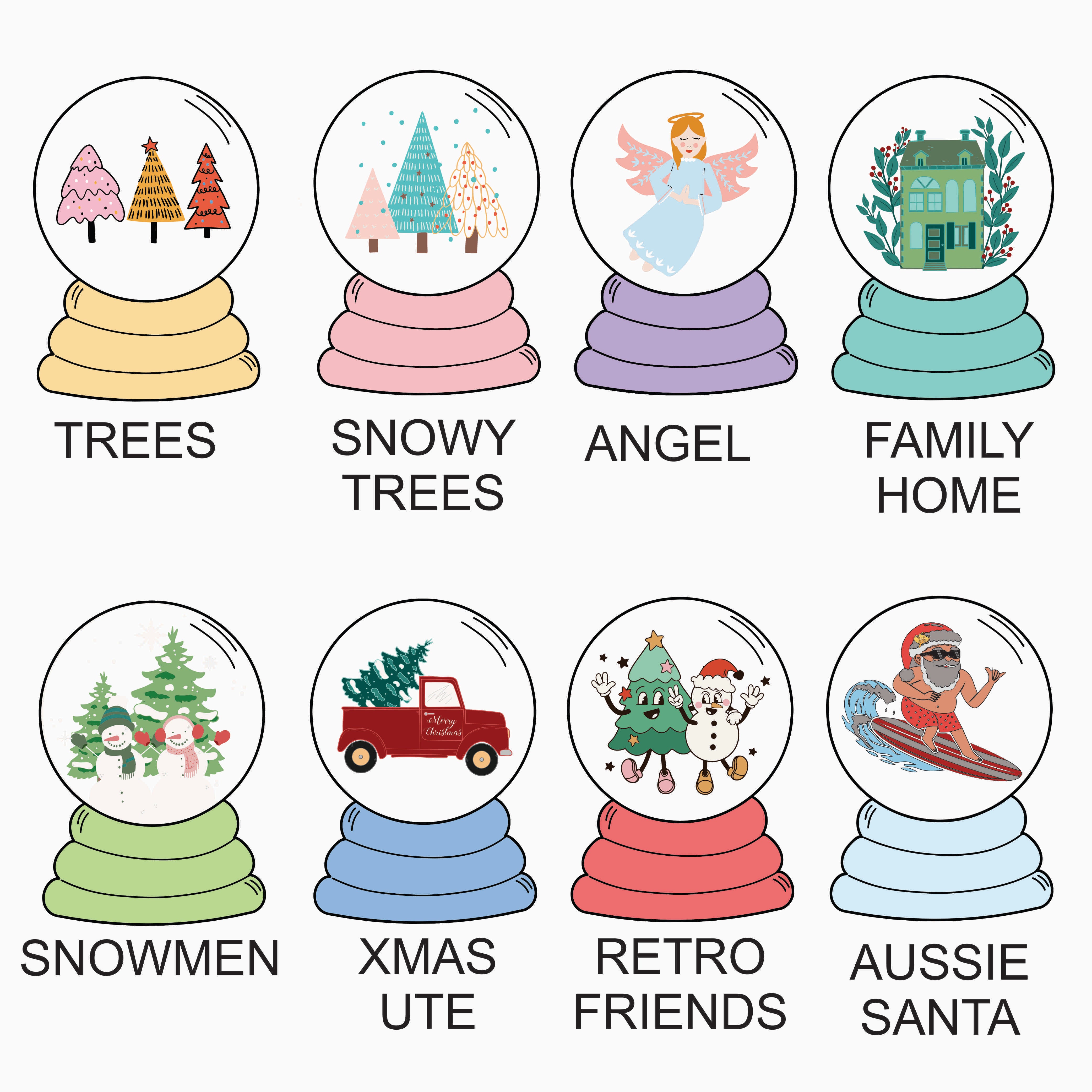 Holographic Snow Globe Christmas Bauble (various designs)