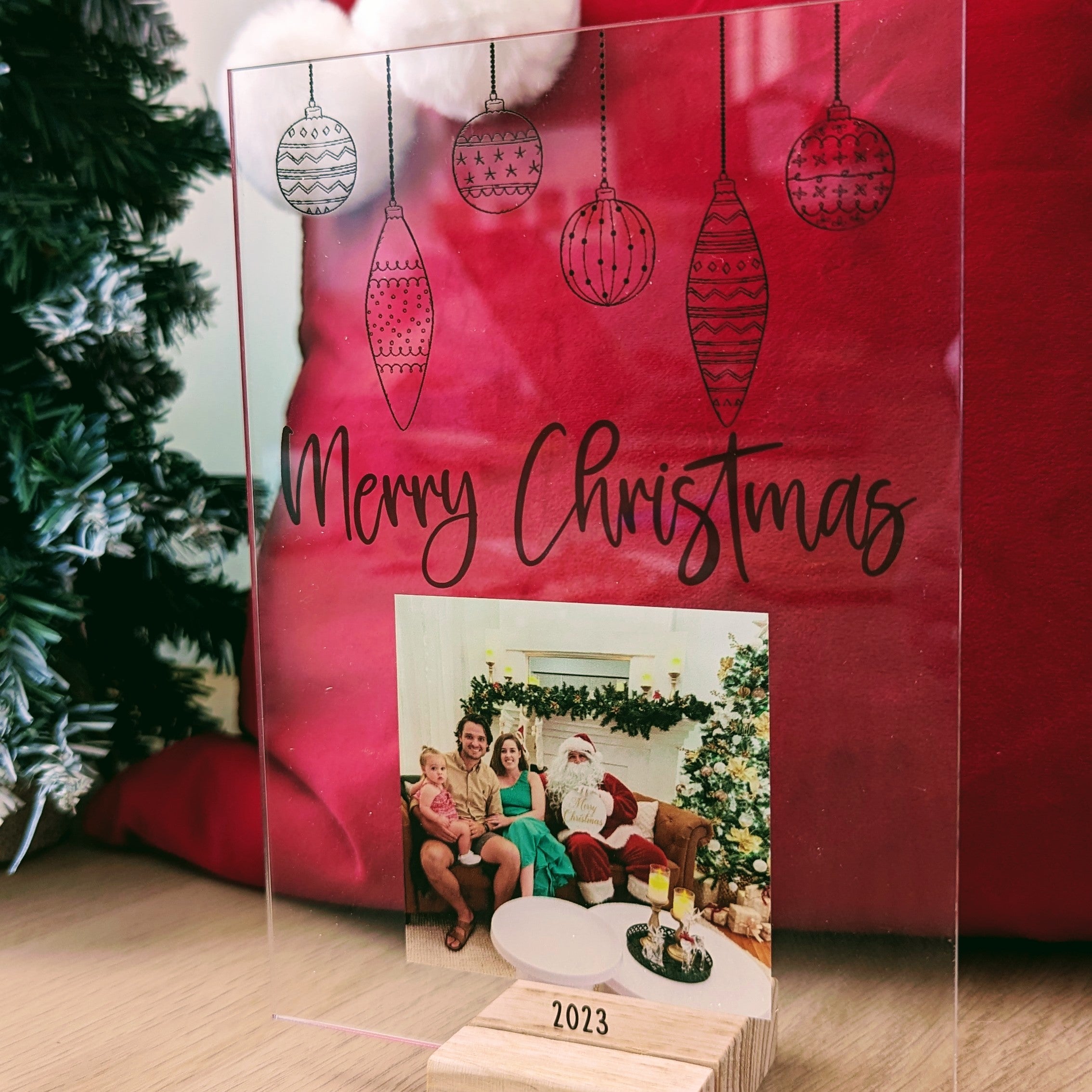 Printed Christmas Photo Plaque - Hanging Baubles