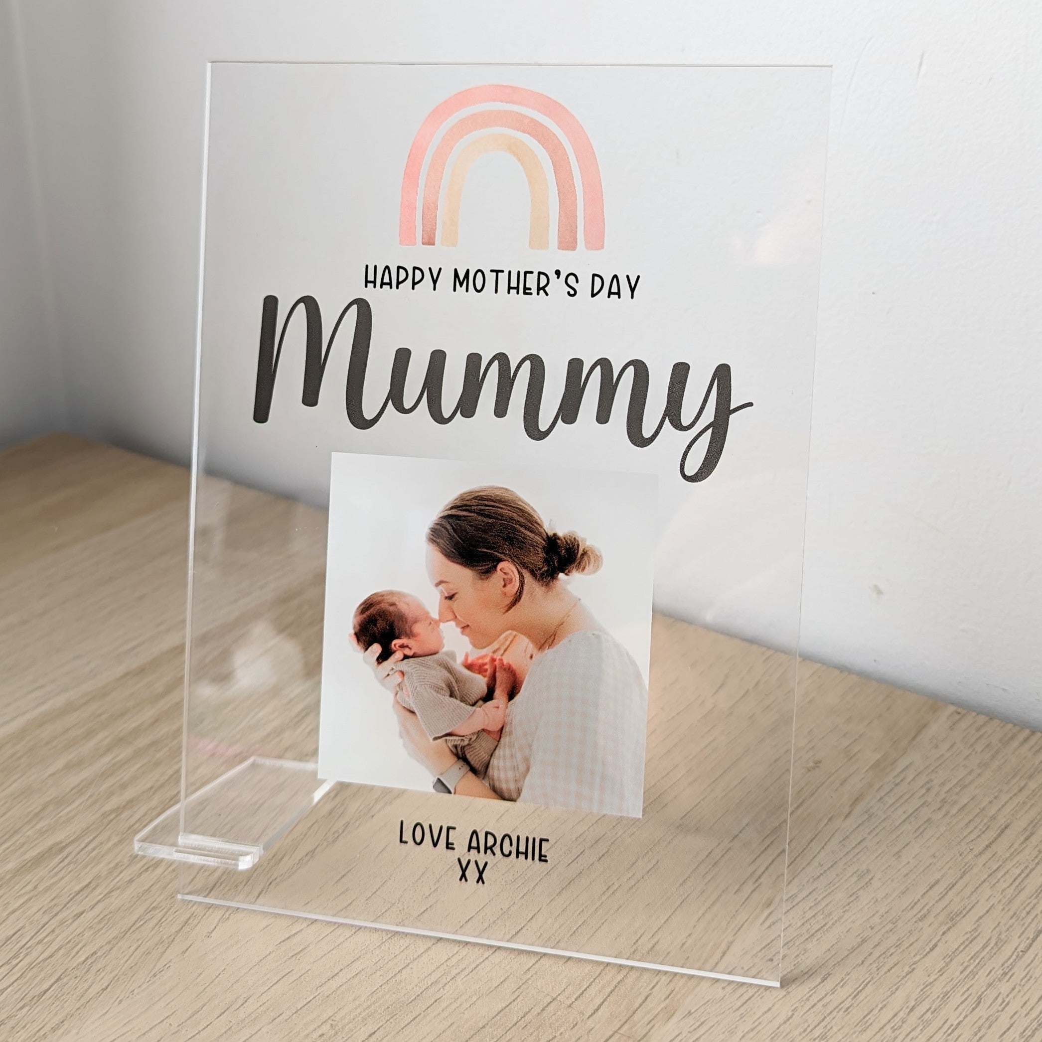 Printed Mothers Day Photo Plaque - Rainbow