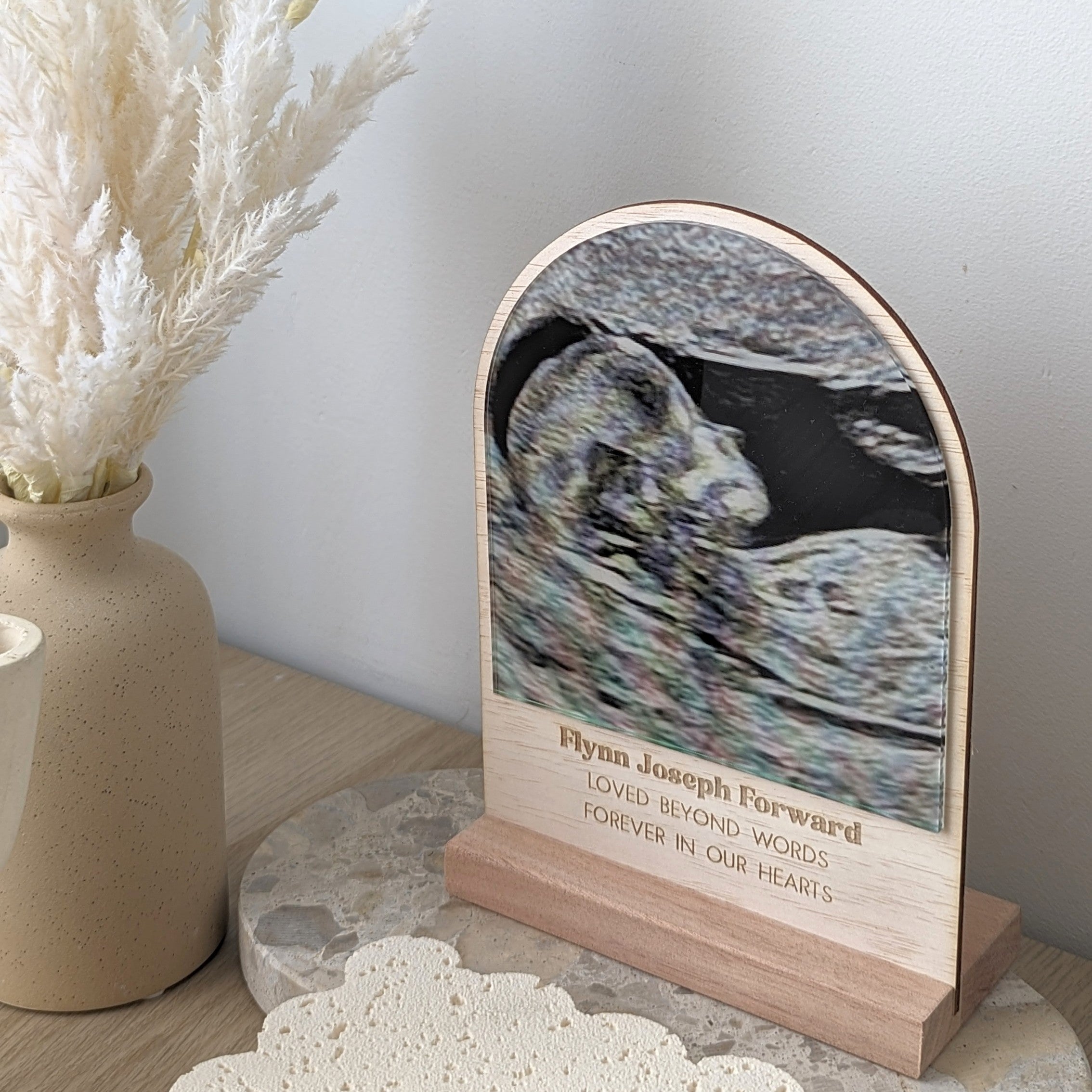 Wooden Arch Photo Plaque with Text