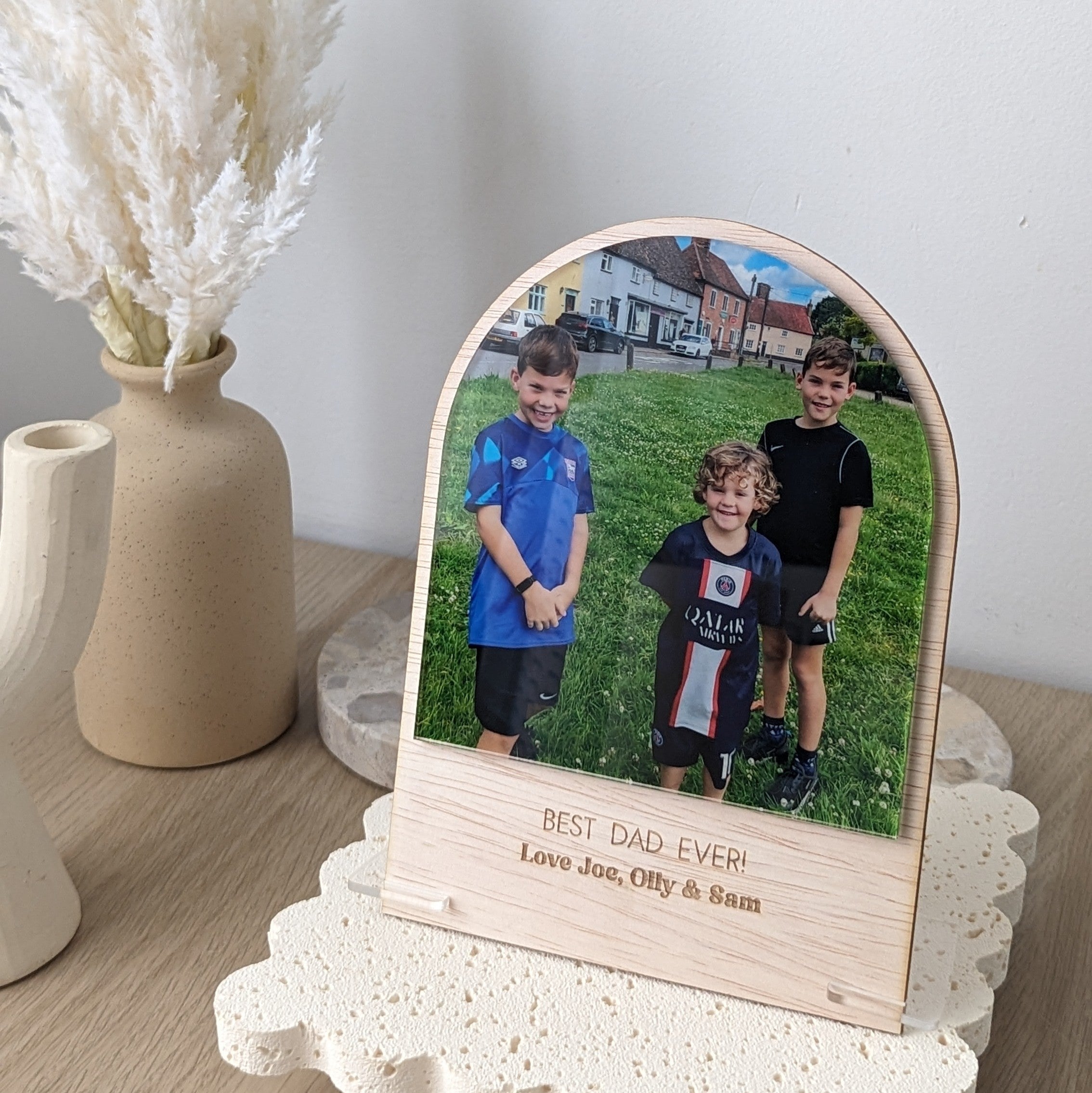 Wooden Arch Photo Plaque with Text