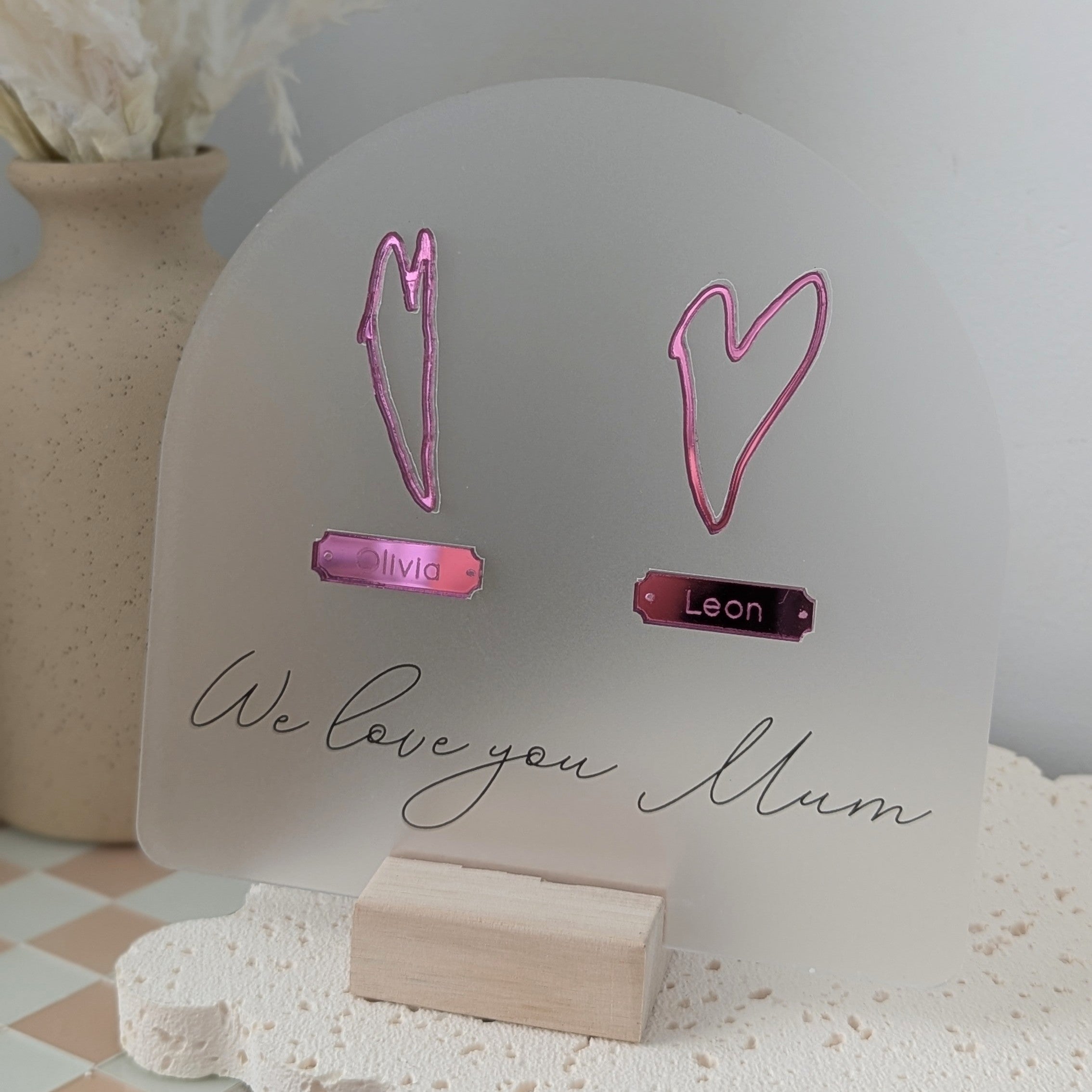 We Love You Plaque with Childrens Drawing