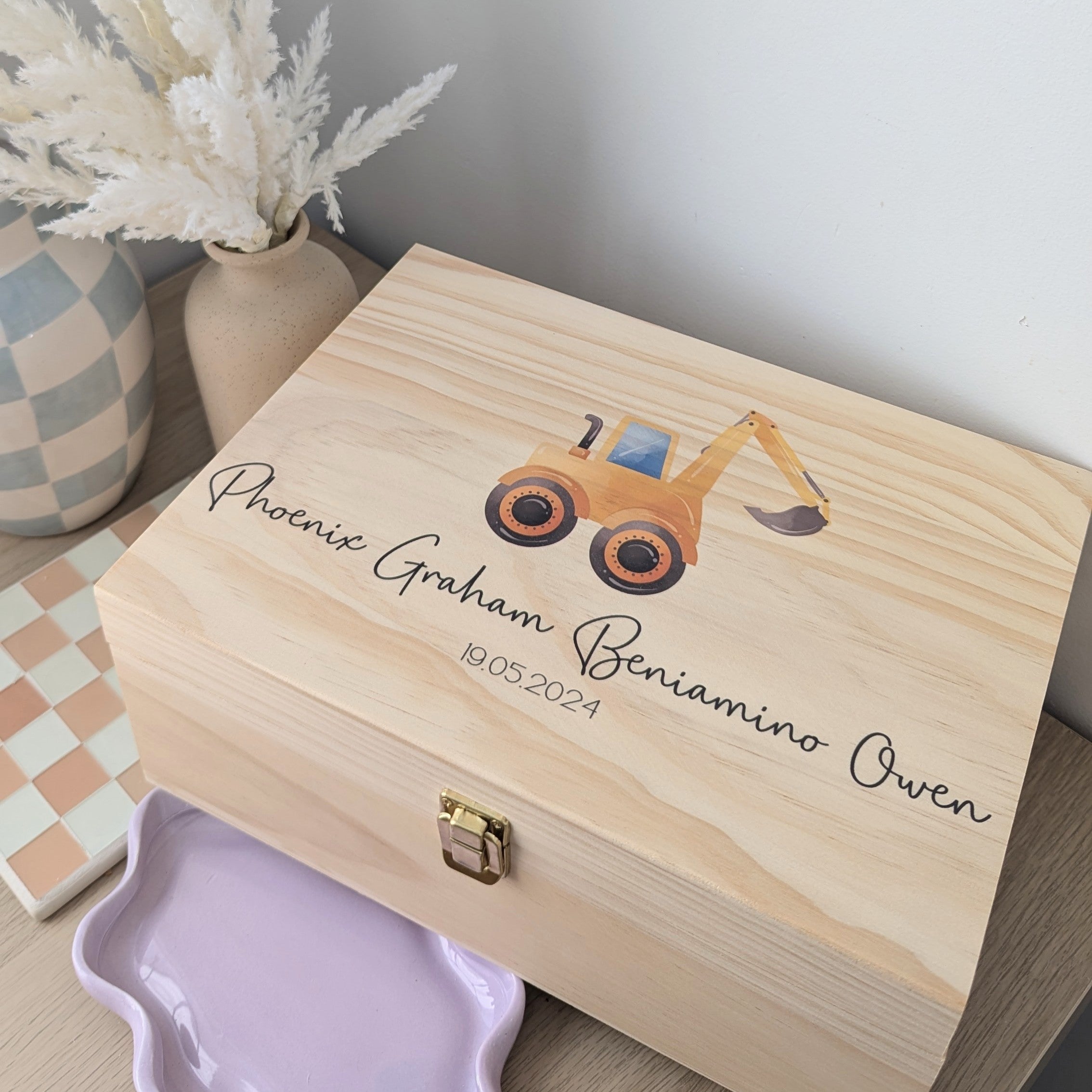 Construction Digger Keepsake Box