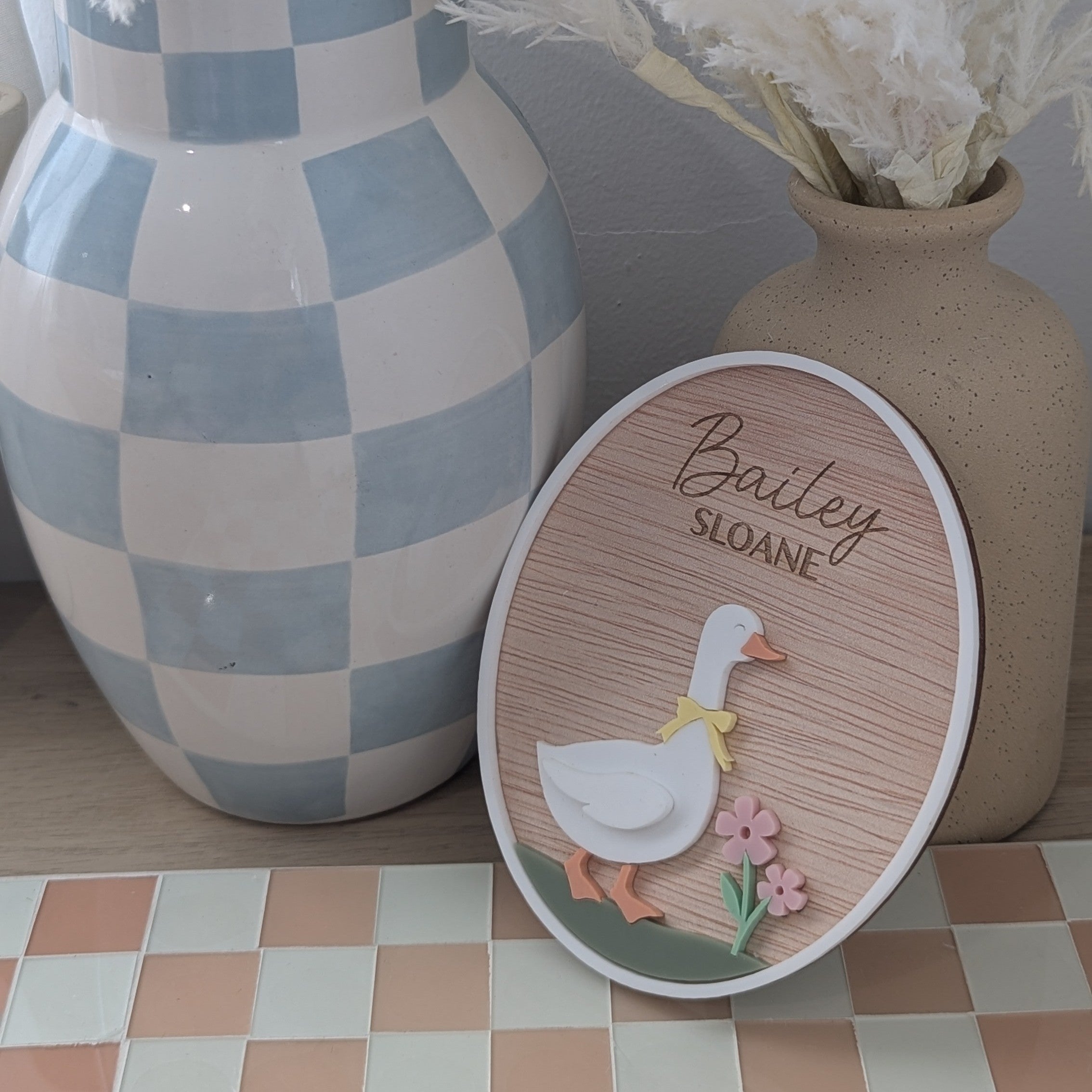 Goose Name Plaque - Flowers