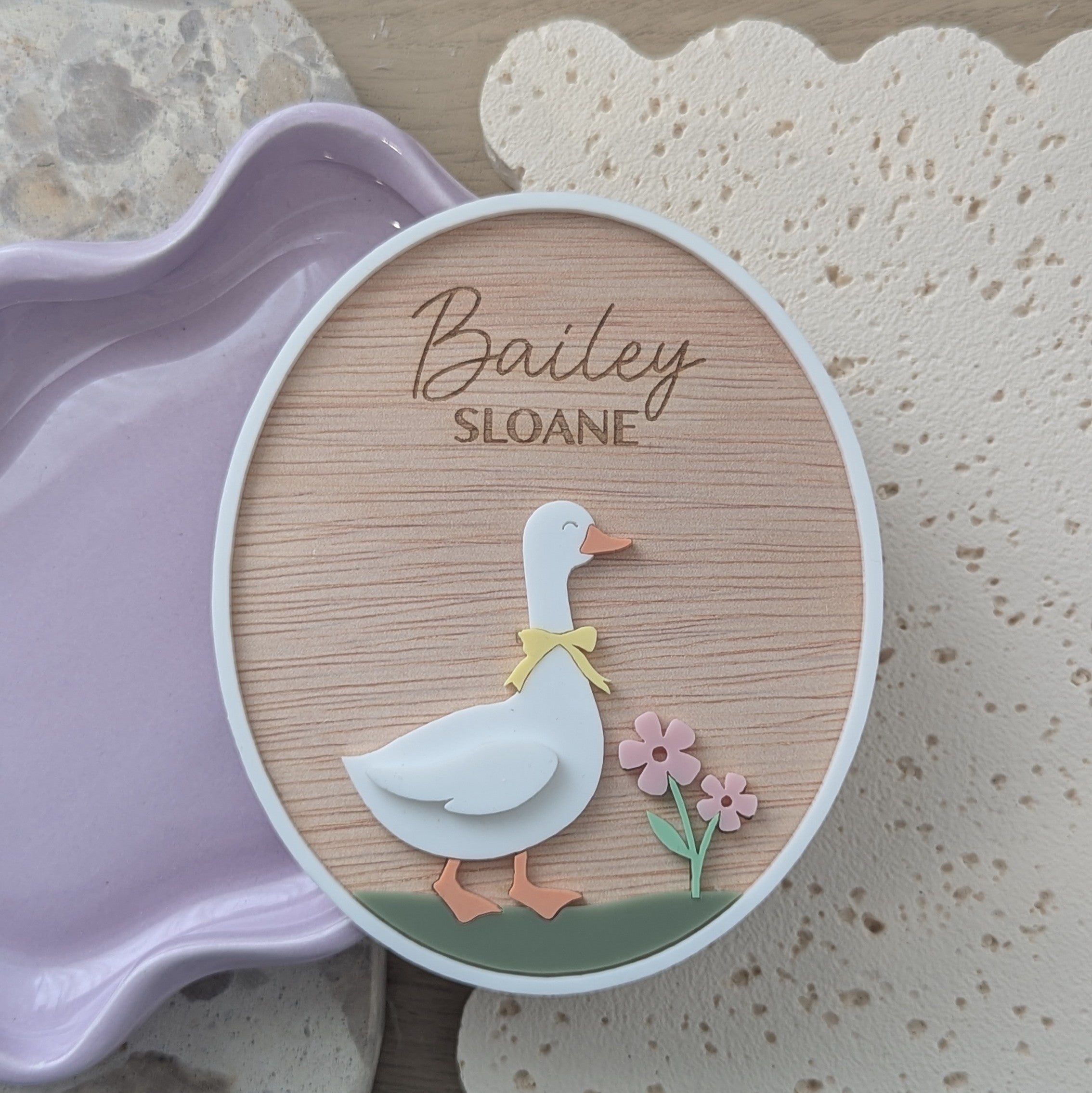 Goose Name Plaque - Flowers