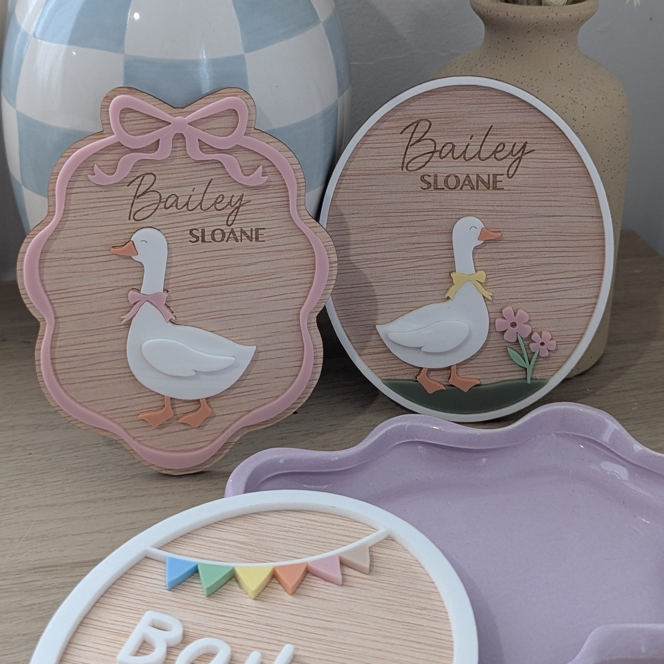Goose Name Plaque - Flowers