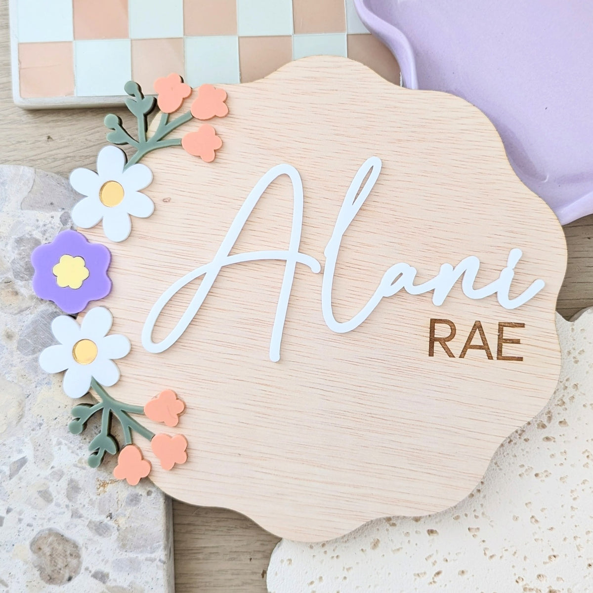 Floral Name Plaque