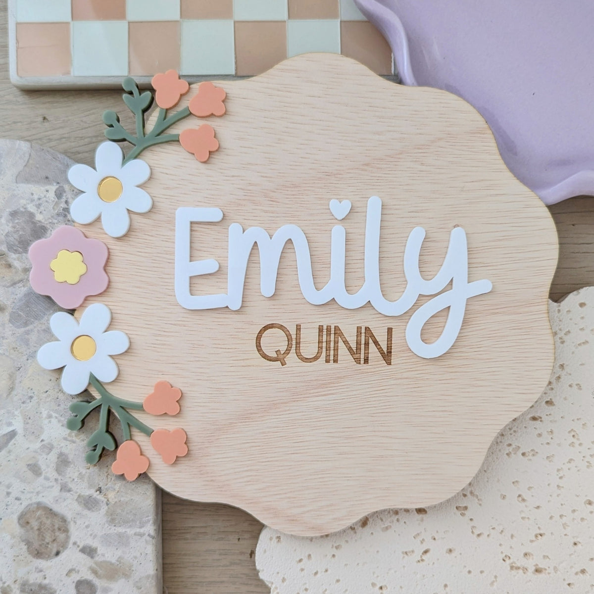 Floral Name Plaque