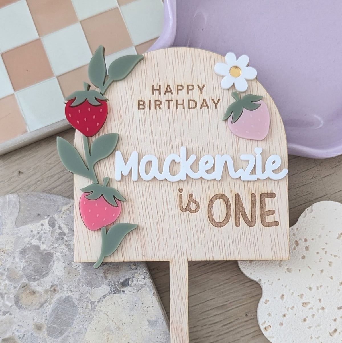Strawberry Birthday Cake Topper