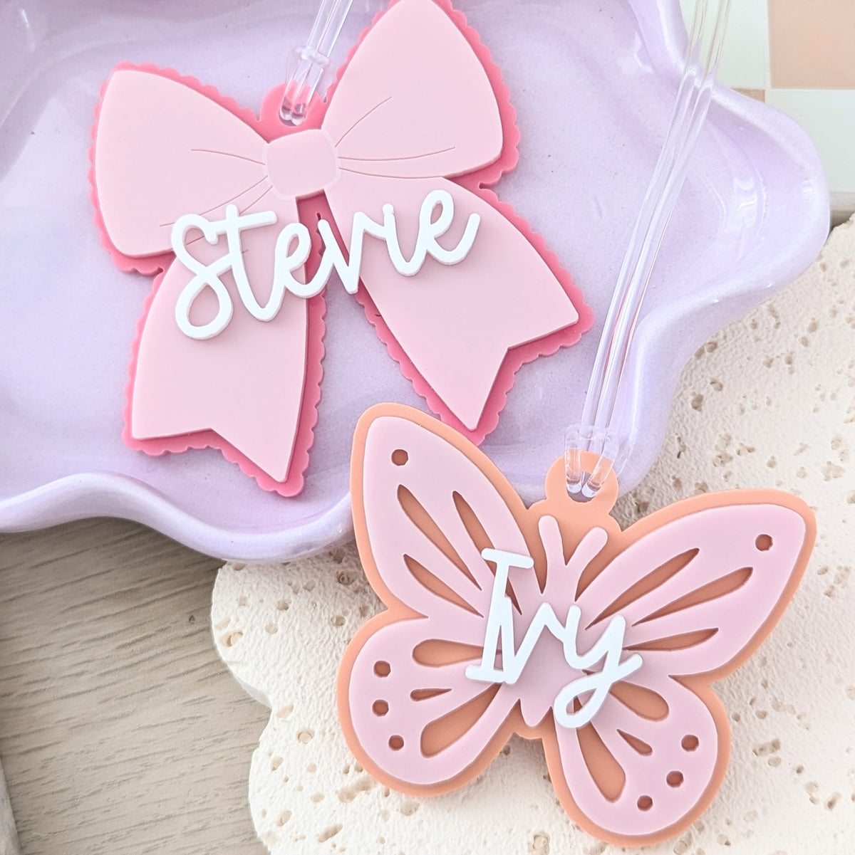 Butterfly Acrylic Bag Tag or Christmas Tree Decoration