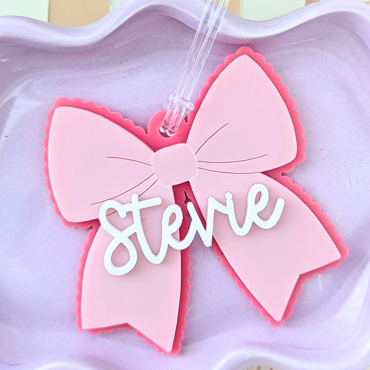 Bow Acrylic Bag Tag or Christmas Tree Decoration