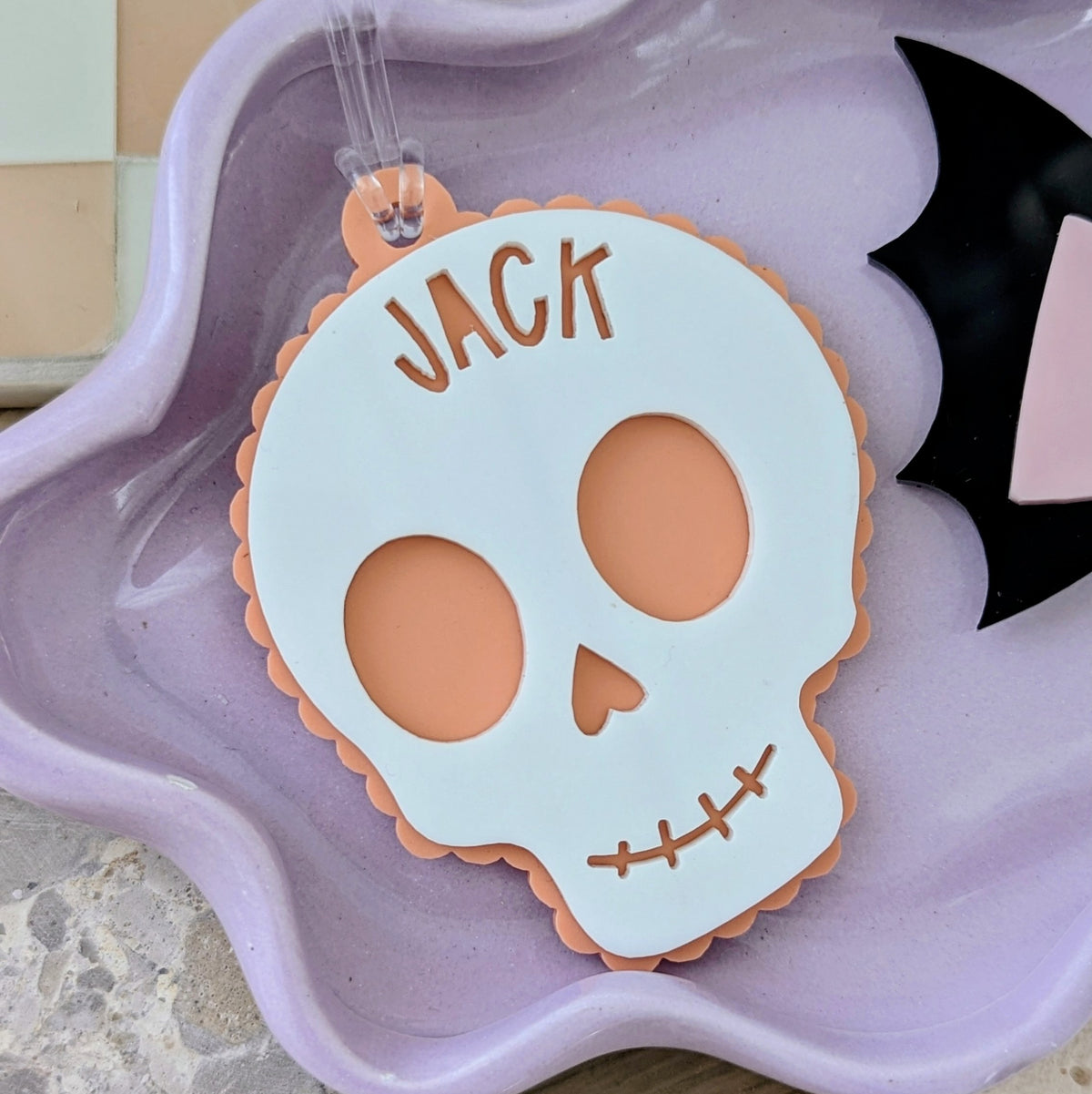Skull Halloween Acrylic Bag Tag