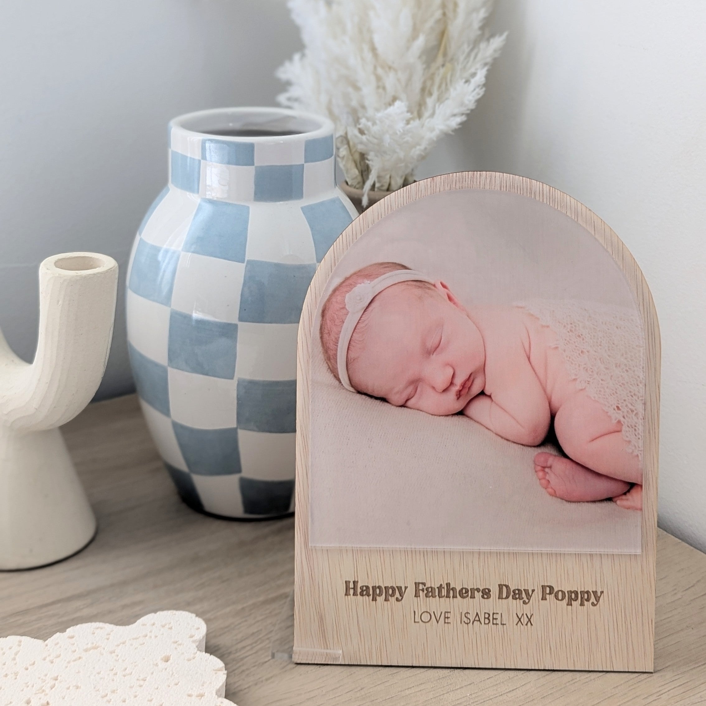 Wooden Arch Photo Plaque with Text