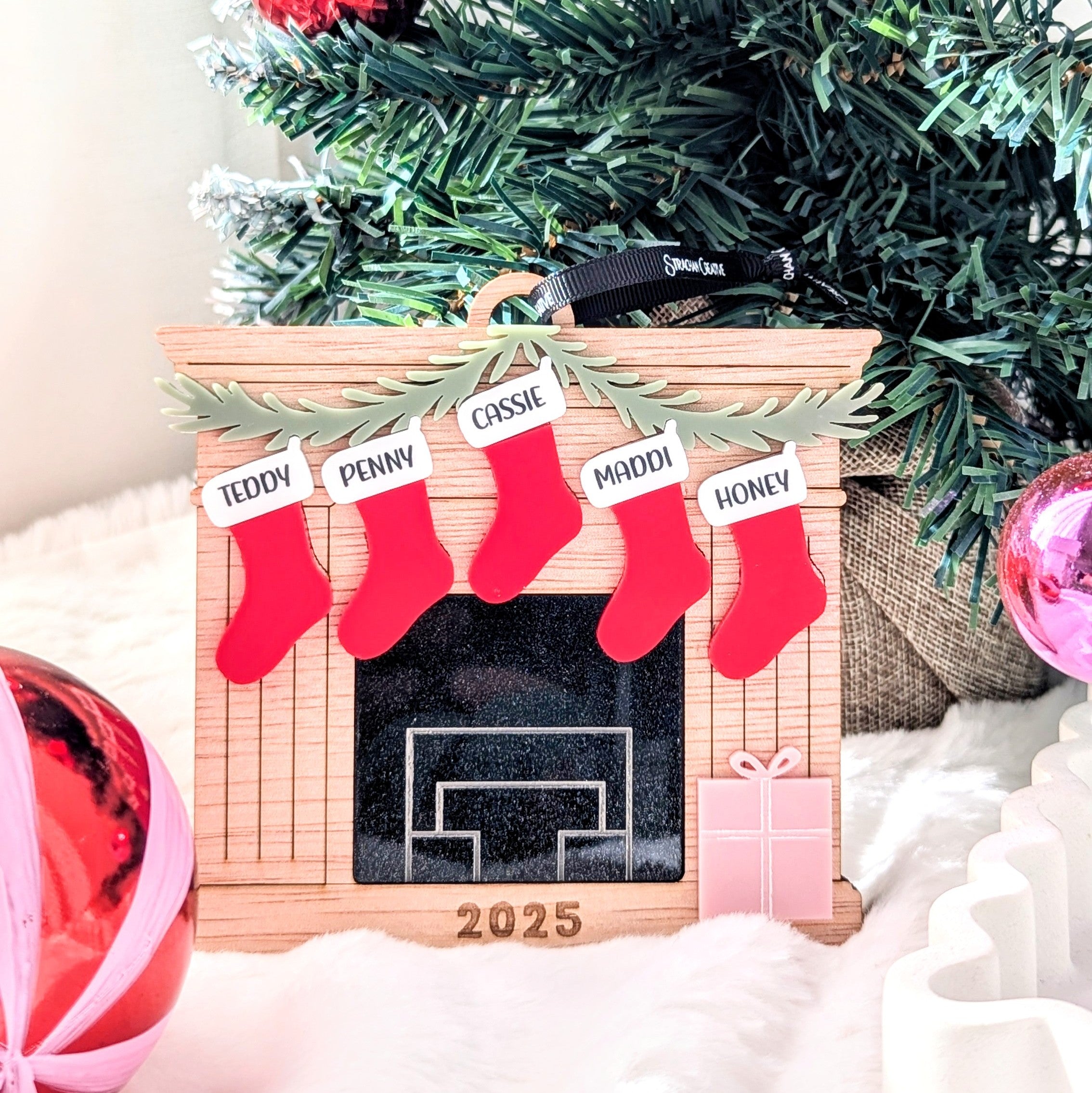 Fireplace Stockings Family Christmas Decoration