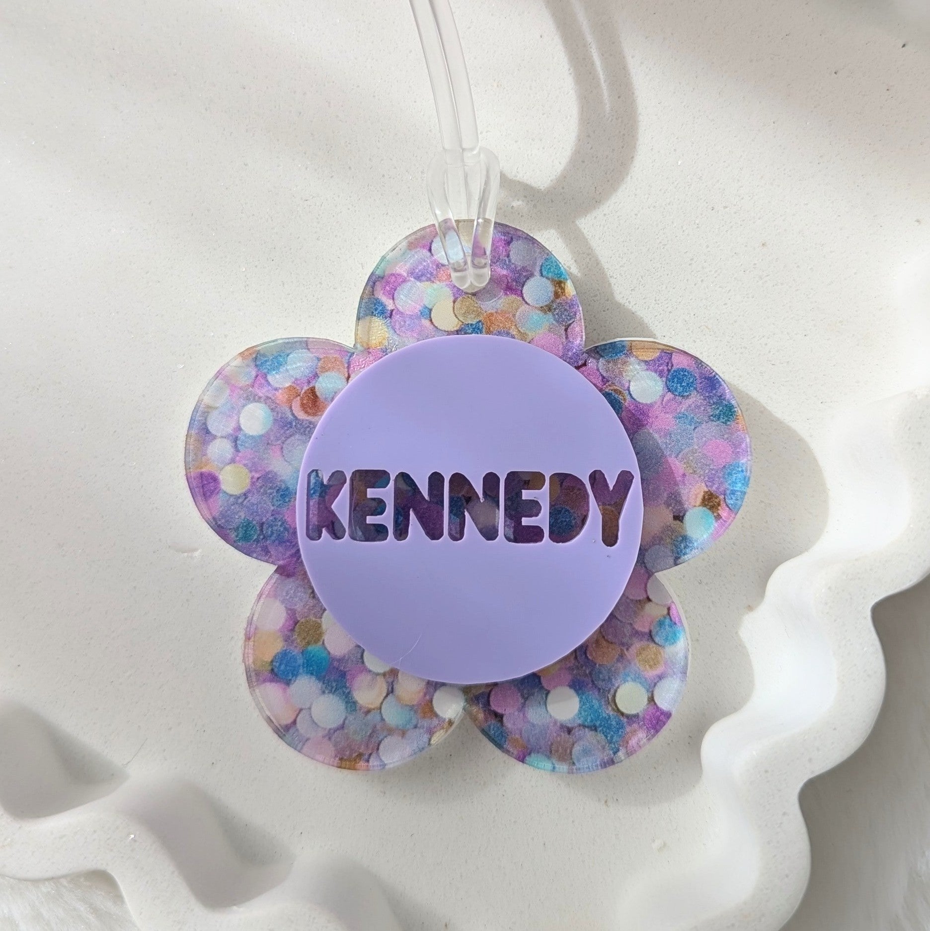 Printed Flower Acrylic Bag Tag