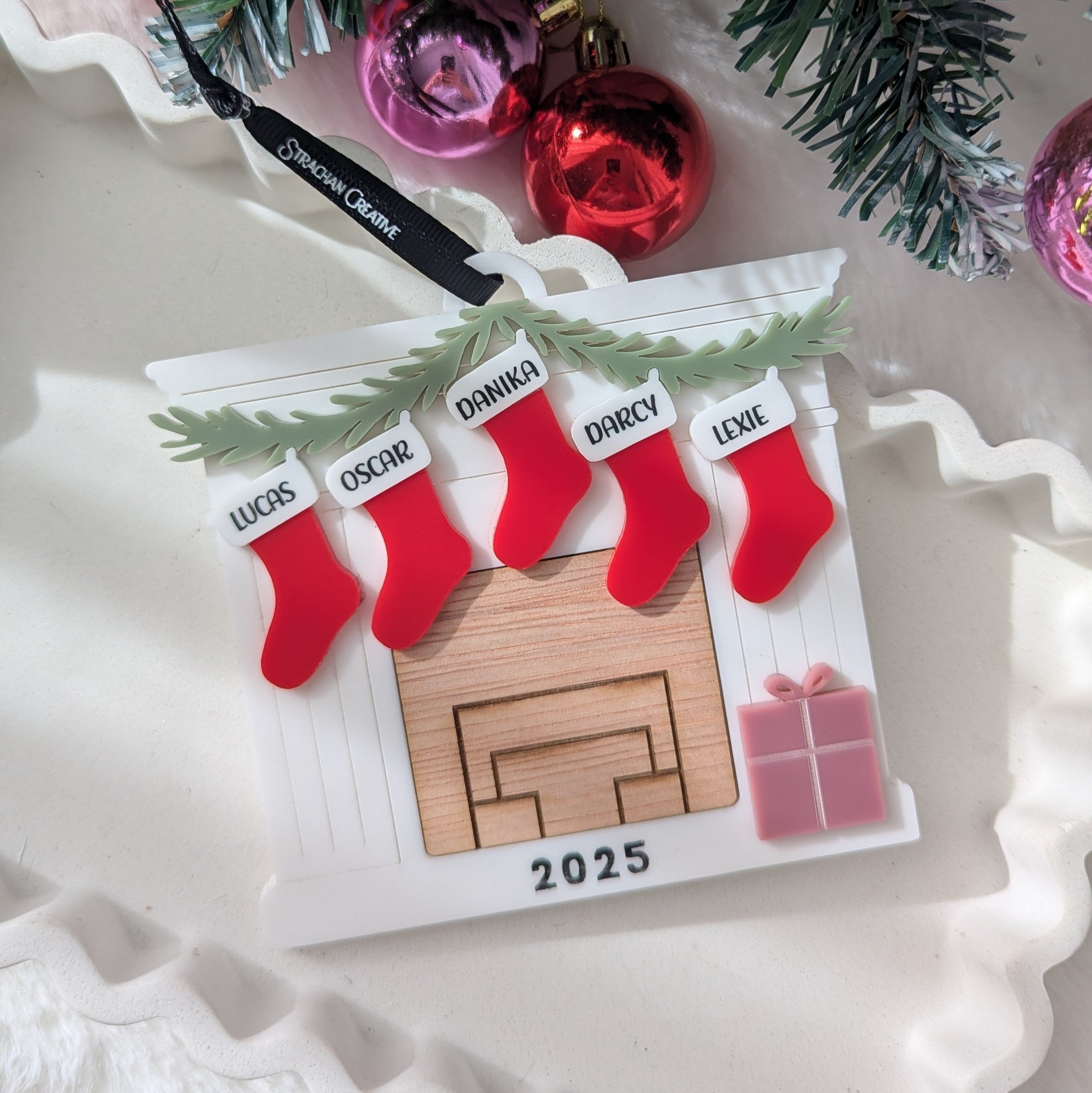 Fireplace Stockings Family Christmas Decoration