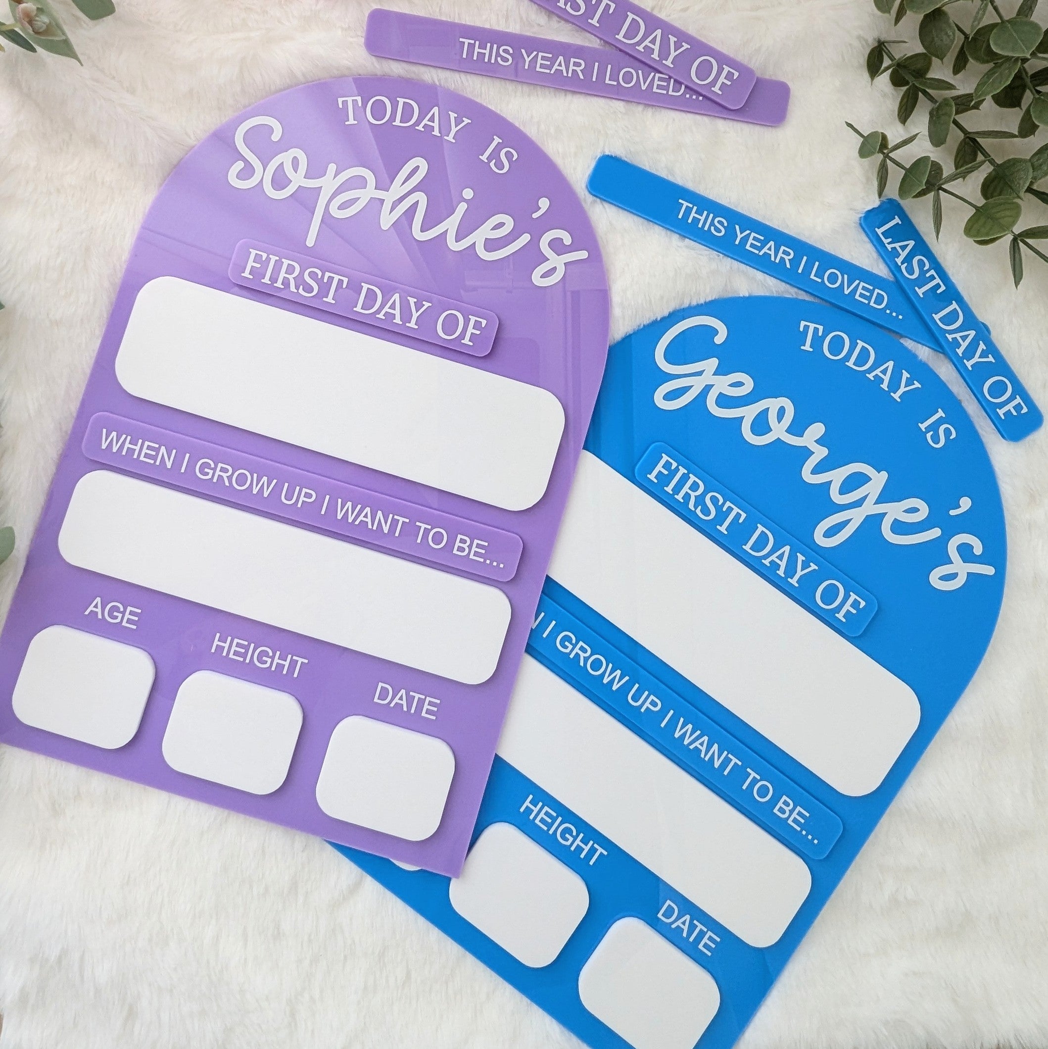 First & Last Day of.. Board, Arch style