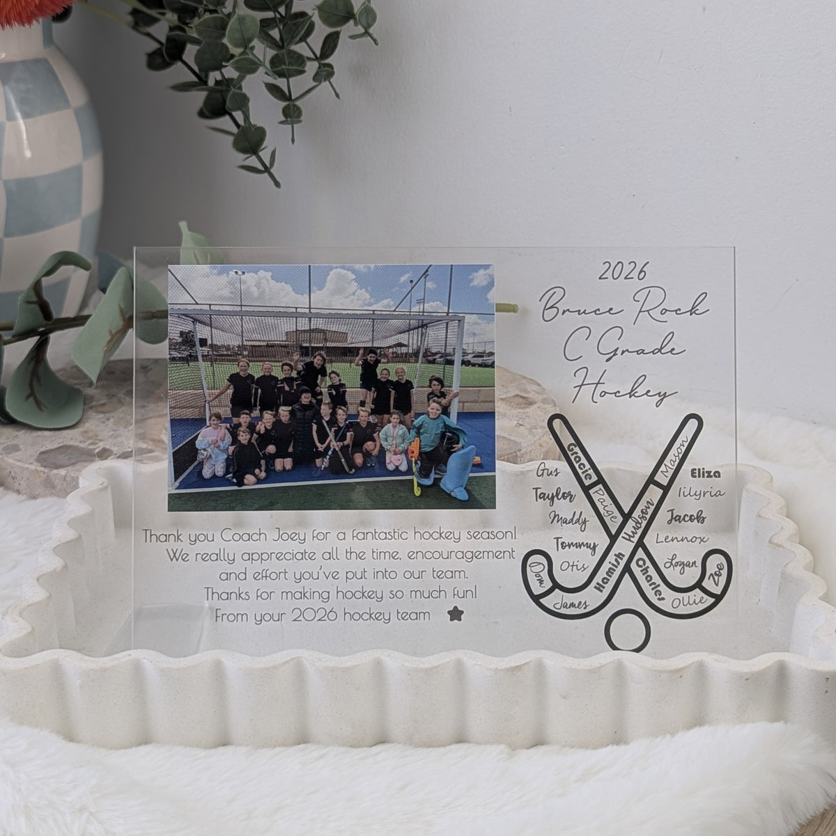 End of Year Coach Gift - Hockey Photo Plaque