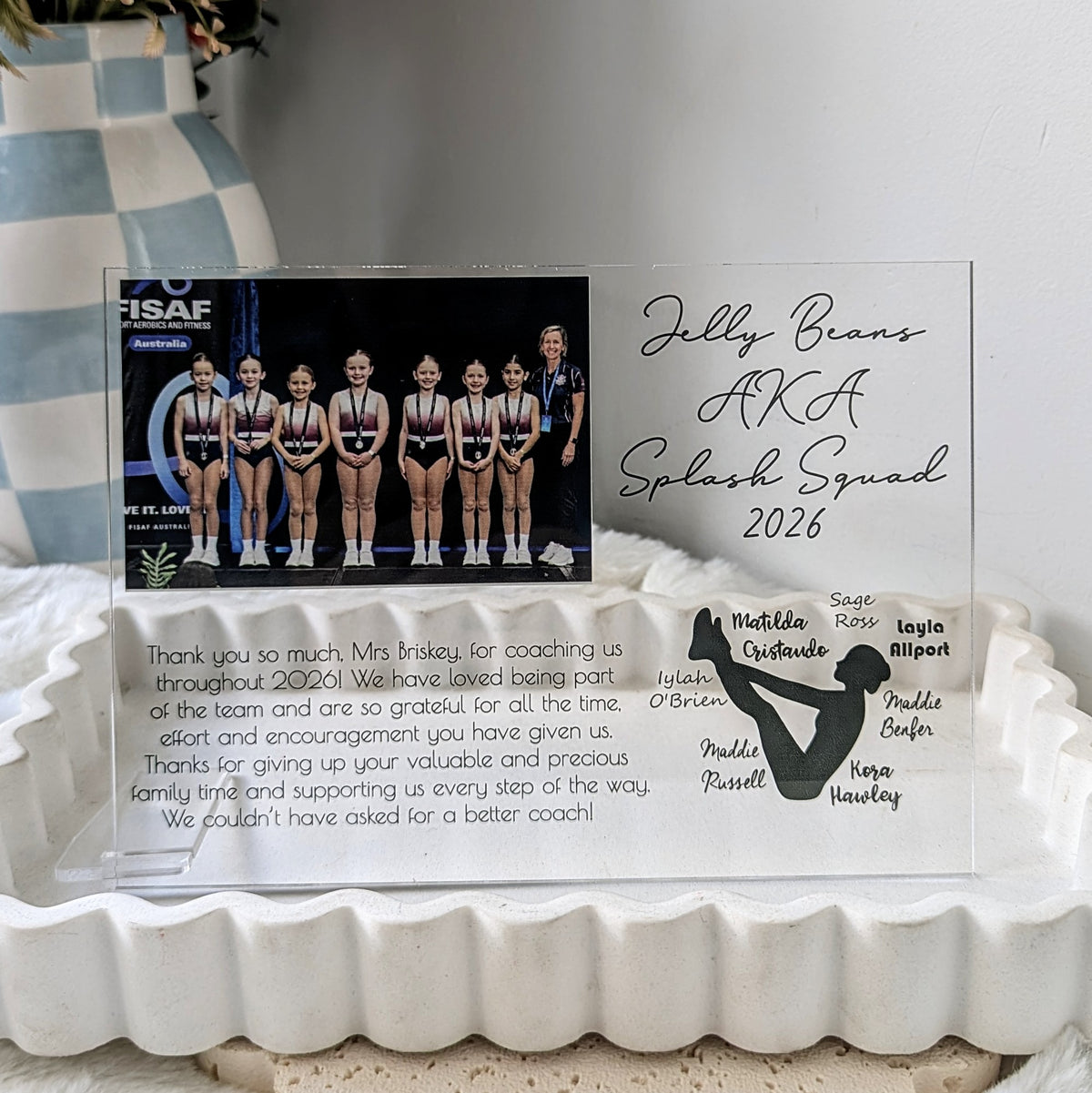 End of Year Coach Gift - Aerobics Photo Plaque