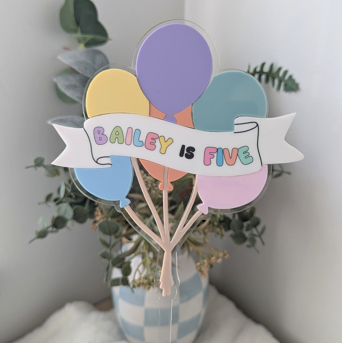 Pastel Balloons Cake Topper
