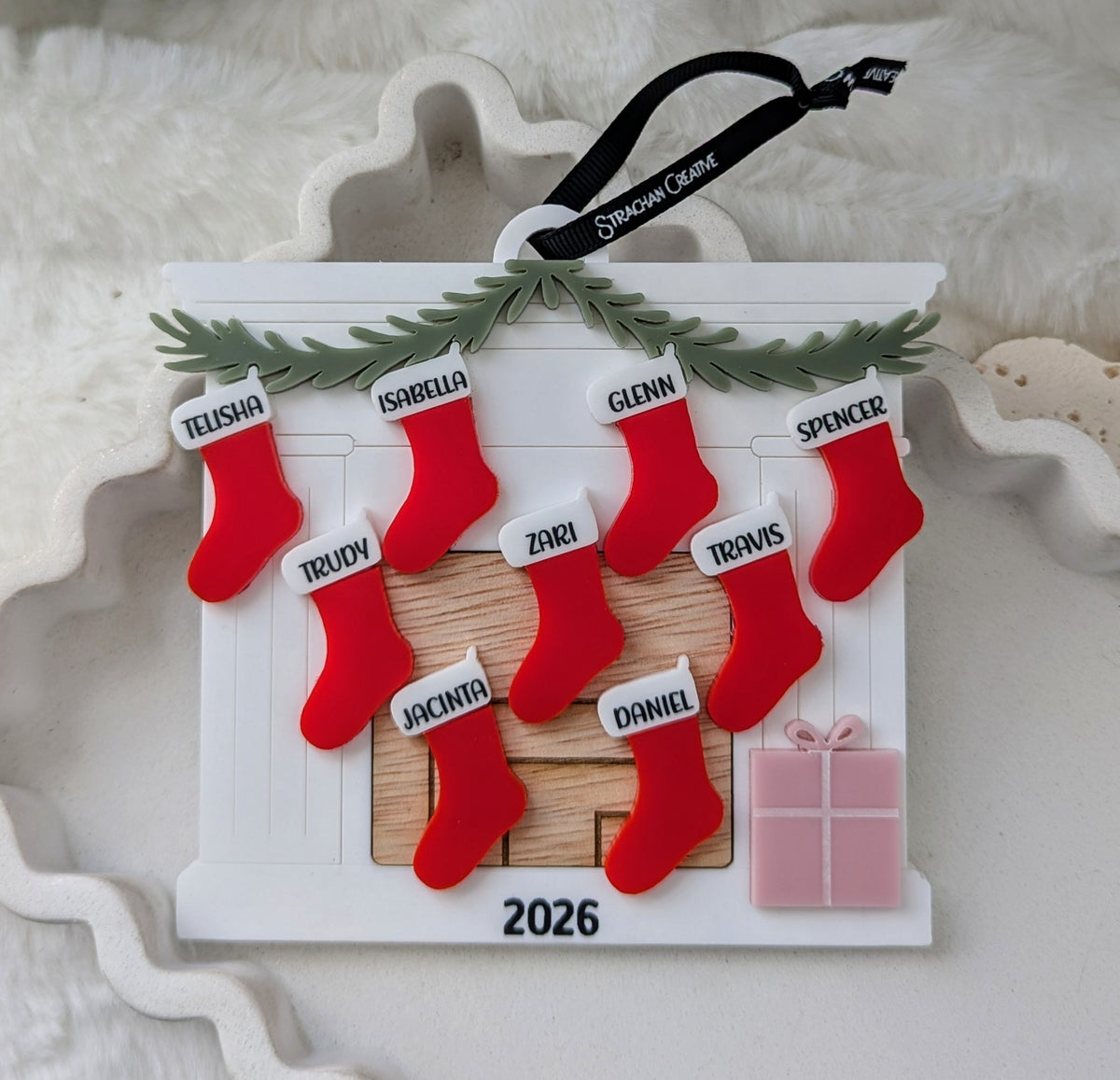 Fireplace Stockings Family Christmas Decoration