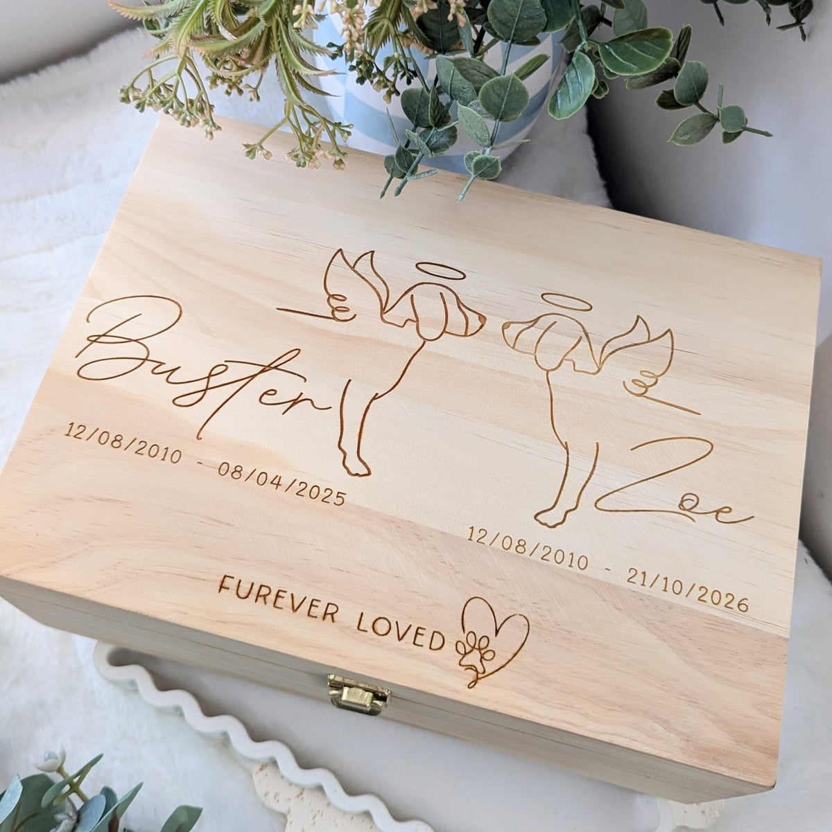 Furever Loved Pet Memorial Keepsake Box (double pet)