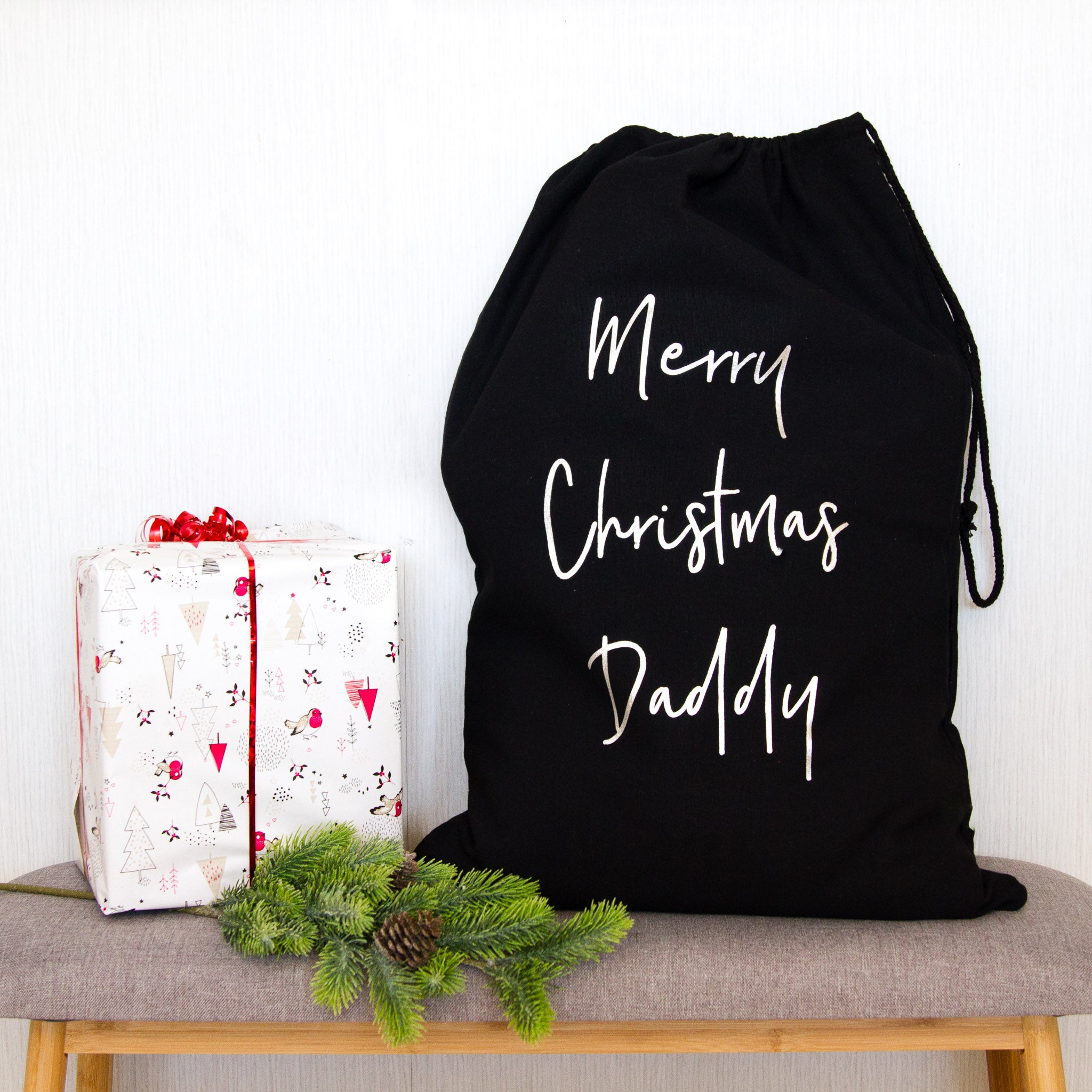 Fabric Santa Sack with Tag - PLD