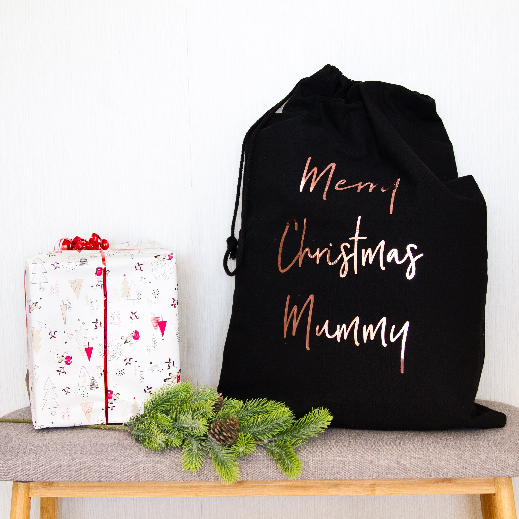 Fabric Santa Sack with Tag - PLD
